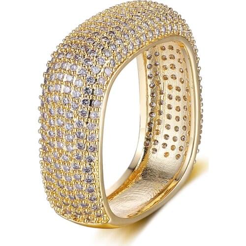 2021 Square Iced Out Hip Hop Jewelry Rings Dropshipping Men Women 100% Micro Pave Zircon Ring Wholesale Rapper Jewellery