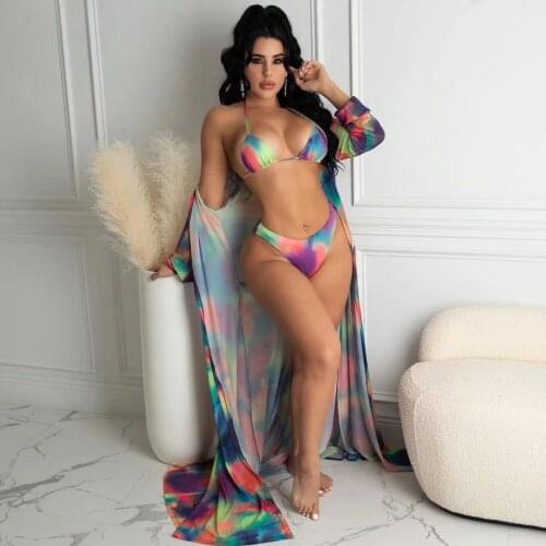 2021 High Belt Bikini Biquini Hollow Out Bikini Set Beachwear Sexy BikinisThree sets Bikini
