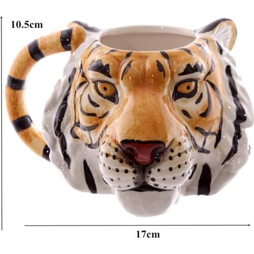 3D Tiger Lion Head Wildlife Adventure Tiger Face Teacups Mug Ceramic Cup Animal Coffee Mug Personalised Animal Tea Cup