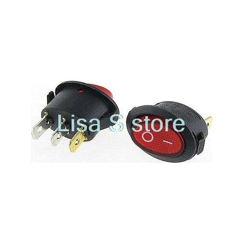 5pcs x AC 6A/250V 10A/125V 3 Pin Red Light ON-OFF SPST Oval Boat Rocker Switch