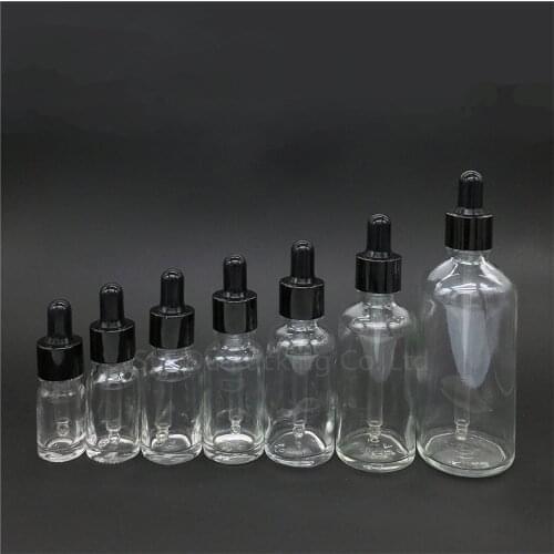 500PCS 5ml,10ml,15ml,20ml,30ML,50ml,100ml transparent Glass Bottle Dropper Essential Oil Bottle,Reagent Eye Perfume bottles