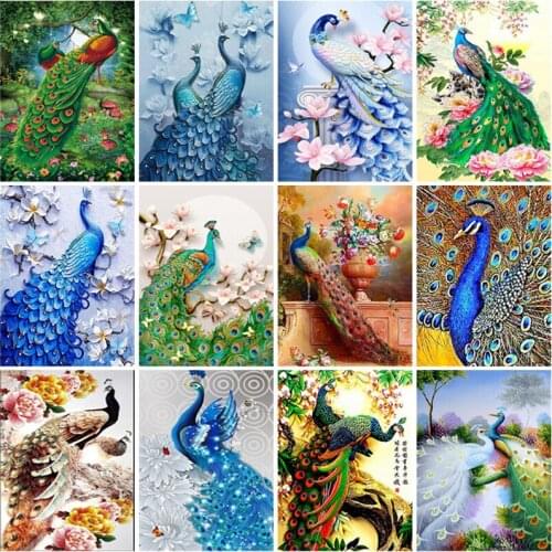 5D DIY Diamond Embroidery Animal Peacock Cross Stitch Diamond Painting Full Square Round Drill Manual Home Decor Christmas Gift
