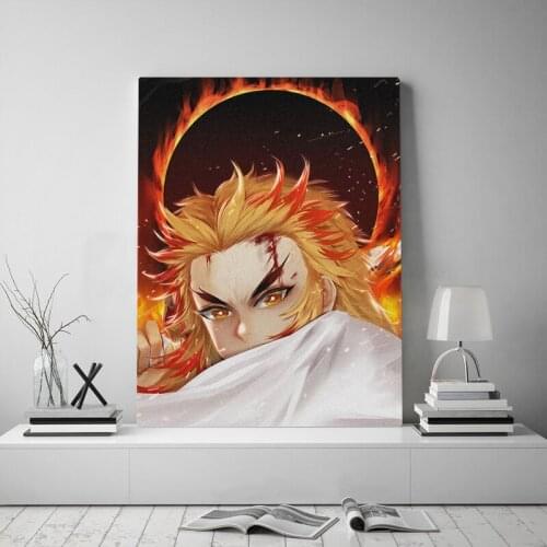 Kyojuro Rengoku Kimetsu no Yaiba anime Canvas poster Painting wall Art decor Living room Bedroom Study Home Decoration Prints