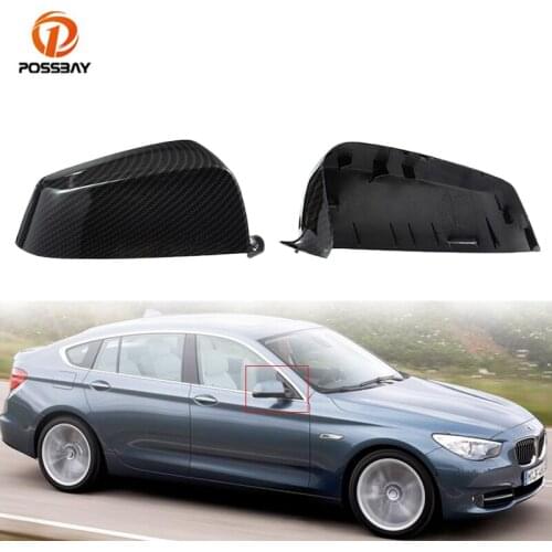 POSSBAY Car Front Door Mirror Caps Carbon Pattern Look Rear View Mirror Covers for BMW 5-Series E60 LCI Sedan 2007-2010 Facelift