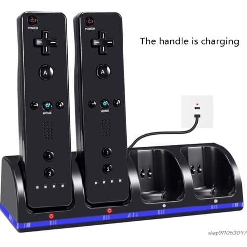 Free Shipping 4 Port Smart Charger with USB Data Cable WII WII U Game Console Charging Parts Safe Power Adapter ju17 wholesales