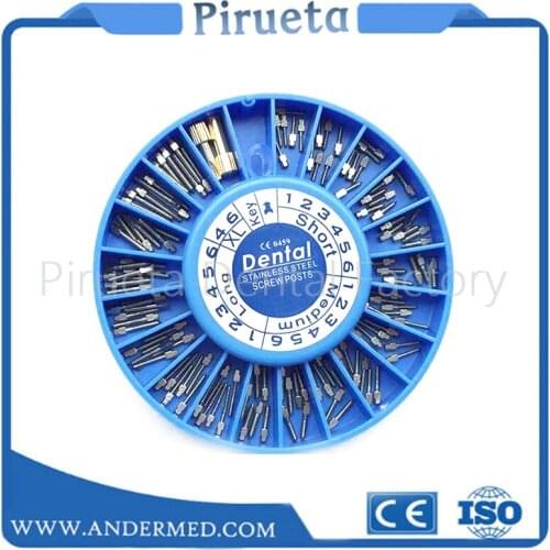 Free Shipment Dental Stainless Steel Screw Post 120pcs&2Key Dental Screw Post Dental Materials