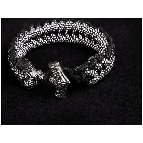 Survival Paracord Bracelet Mjolnir Thors Hammer Viking Bracelet Scandinavian Nordic Norse Viking Jewelry 550 Cord