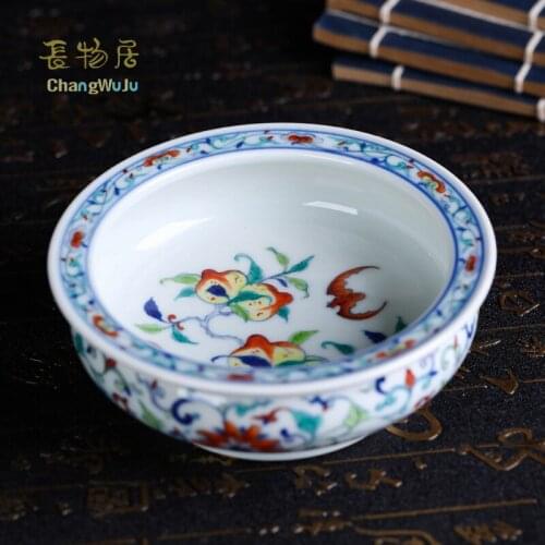 Changwuju in jingdezhen Handmade blue and white clashing color writing brush washer for furnishing, decorating and collecting