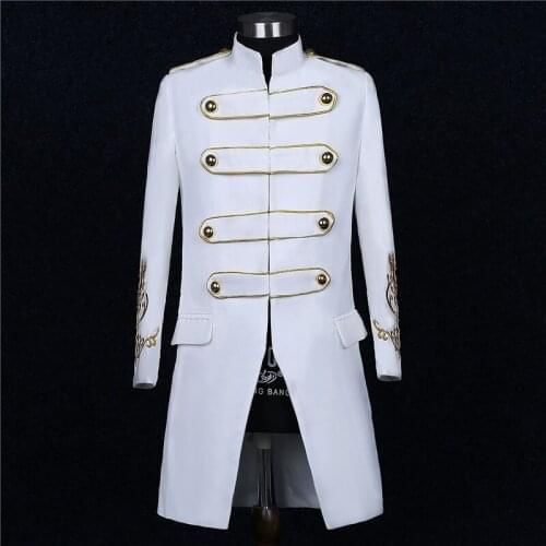 Long Coat Males Casual Suit for Wedding Host Choir Costume Autumn Windbreaker Stand Collar Blazer