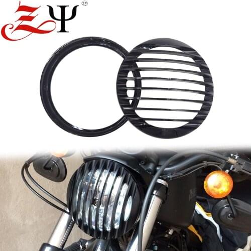 For Harley Sportster XL 883 Iron 1200 04-14 Custom XL1200C 1200 Motorcycle 5 3/4" ABS Led Headlight Grill Cover