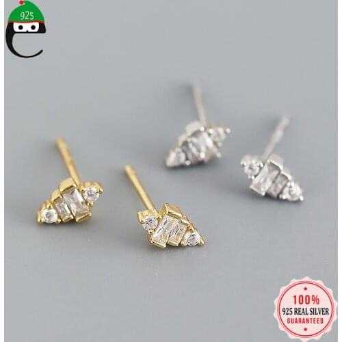 ElfoPlataSi Authentic 925 Sterling Silver Fashion Geometric Charm Stud Earring For Women Wedding Party Fine S925 Jewelry DS861