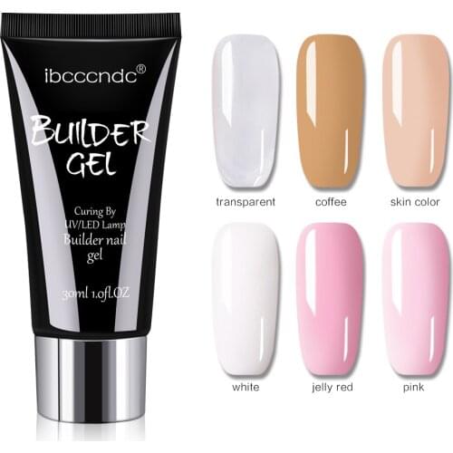 30g French Nail Acrylic Builder Gel UV LED Builder Gel Tips Enhancement Slip Solution Quick Extension Gel Nail Tip Form