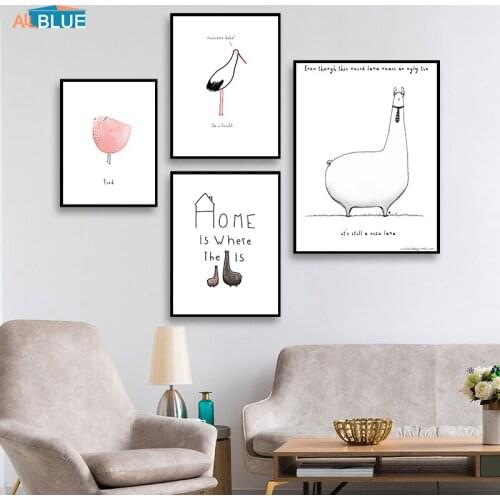 Cute Animal Canvas Art Print Kids Cartoon Sheep Alpaca Poster Painting For Living Room Wall Picture For Bedroom For Baby Nursery