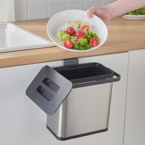 Kitchen Cabinet Hanging Trash Can Home Wall Mounted Door Garbage Bin Closet Waste Storage Dustbin