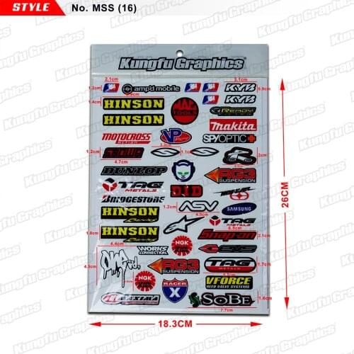 KUNGFU GRAPHICS Heat Resistant Micro Sticker Sheet Motorcycle Decor Sponsor Logos Vinyl Decals Motorbike Graffiti for Dirt Bike