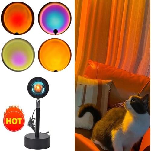 Sunset Projector Lamp Rainbow Atmosphere Led Night Light Home Wall Decoration USB Table Lamp Photo Props Room Colorful Fixture