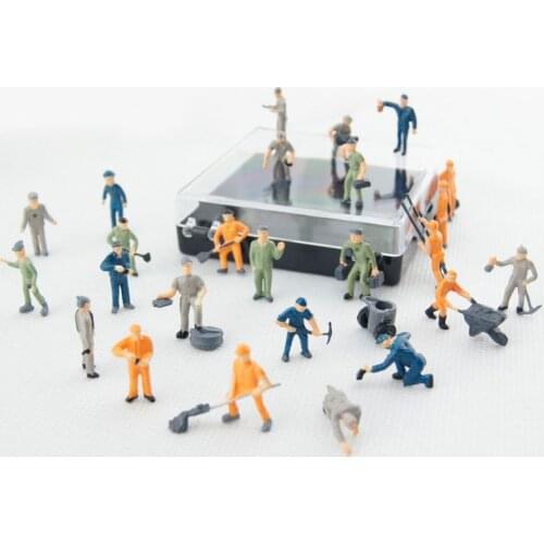 25pcs 1/87 HO Scale DIY Model Train Worker People Figures Railway Scenery Layout Kids Toy