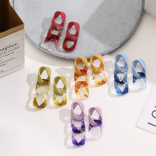 IPARAM Fashion Colorful Transparent Resin Chain Drop Earrings Korean Retro Hip Hop Acrylic Chain Drop Earrings Jewelry Gifts