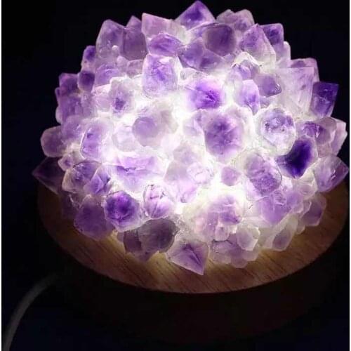 MOKAGY Natural Purple Amethyst Quartz Raw Stone Crystal Lamp 8CM 1pc