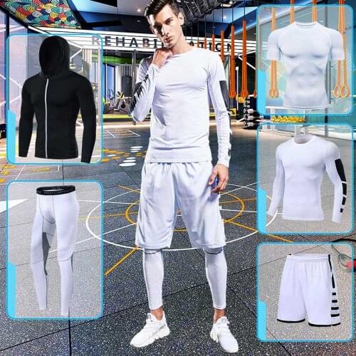 Gym Men Sportswear Compression Sport Suits Quick Dry Running Sets Clothes Sports Joggers Training Fitness Tracksuits Running Set