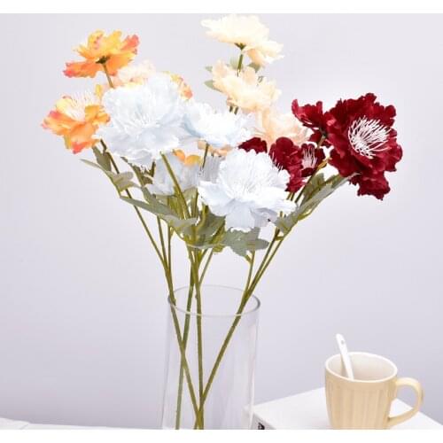 New Arrival 6 heads Bunch Silk Artificial Flower 60cm Silk Cloth Snow Peony Fake Flower Decor For Home wedding