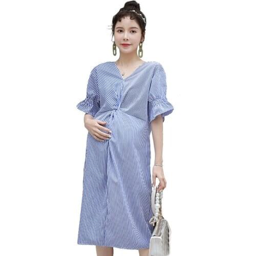 Maternity Clothes Woman Dresses For Women Pregnancy Dress V Neck Striped Loose Plus Size Dress Women Pregnant Dresses Vestidos