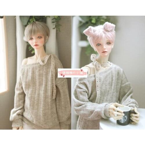 BJD Doll Clothing Mika Flower Stripe Piece Ribbons Off the Shoulder Pullover 1/4&1/3& Uncle Size Doll Clothing Accessories