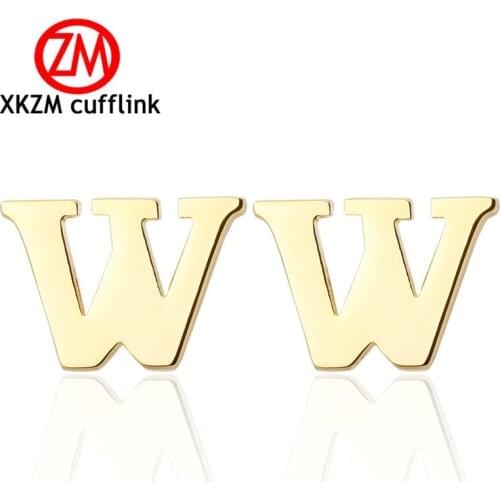 Wholesale Mens Cuff Links gold letter W Cuff Link CUSTOM Cufflinks Men Accessories men cufflinks high quality button
