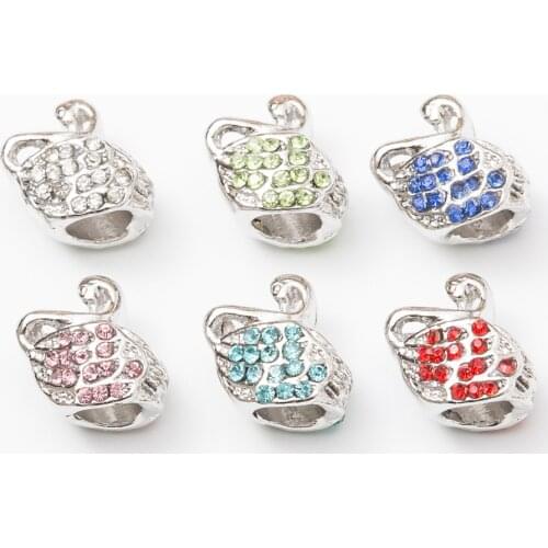 5Pcs/Lot Silver Plated swan Charms Beads European DIY Beads Fit Pandora Charms Bracelets & Bangle Fashion Jewelry js1025