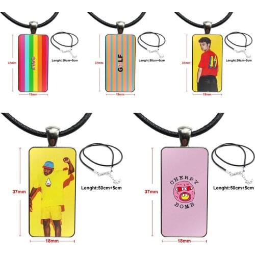 Golf Wang For Women Party Design Fashion Vintage Glass Women Rectangle Necklace Pendants