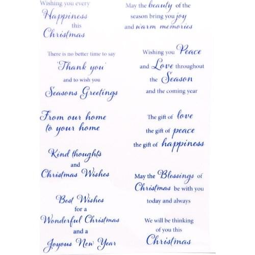 Merry Christmas Wishes CLEAR STAMPS Scrapbook Christmas Card Paper Craft Silicon Rubber Roller Transparent Stamps