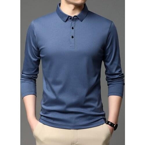 100% cotton mercerized mens long sleeve polo shirt autumn winter 2020 soft Golf dung slim black leisure brand