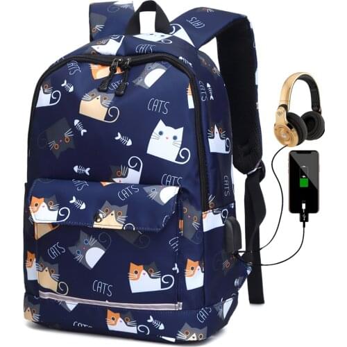 USB Charging Reflective School Bags for Teenage Girls Waterproof High School Backpack Women Student Book Bag Travel Backpacks