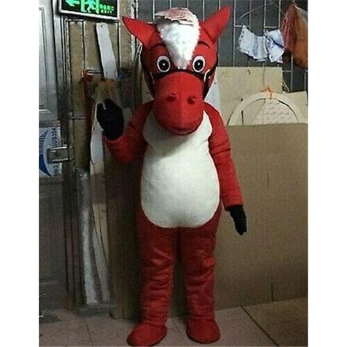 Happy Carnival Mascot Halloween Cartoon Red Horse Acting Performance Costume Adult Use Birthday Party Advertising Parade Set