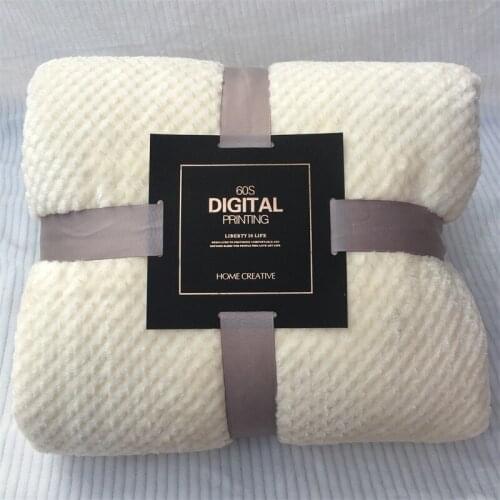 Warm Scarf Soft Plaid Fleece Bed Blanket Large Mesh Flannel Blanket Thick Breathable Carpet Warm Tortilla Home Textile New white