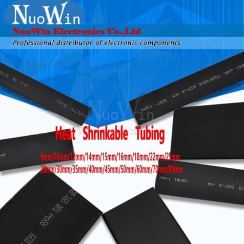 1 Meter/lot 2:1 Black 40mm 45mm 50mm 60mm 70mm 80mm 90mm 100mm 120mm 150mm Heat Shrink Heatshrink Tubing Tube Sleeving Wrap Wire
