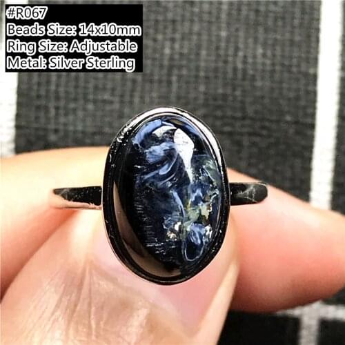 Top Natural Blue Pietersite Crystal Ring Jewelry For Woman Lady Man Energy Stone Healing Beads Adjustable Ring Silver 925 AAAAA