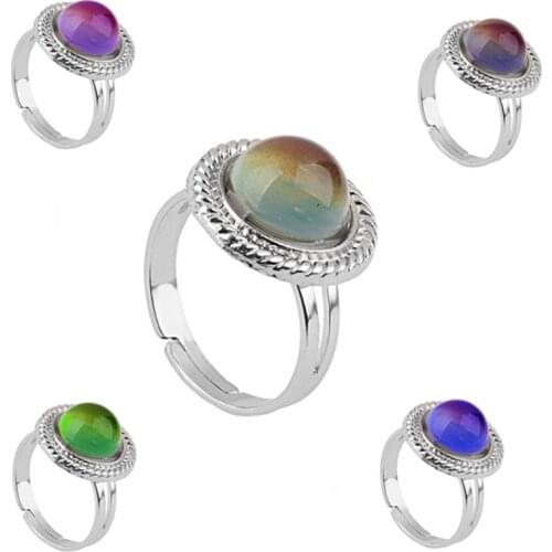 Vintage Retro Color Change Mood Ring Emotion Feeling Changeable Round Ring Temperature Control Color Rings Jewelry Wholesale