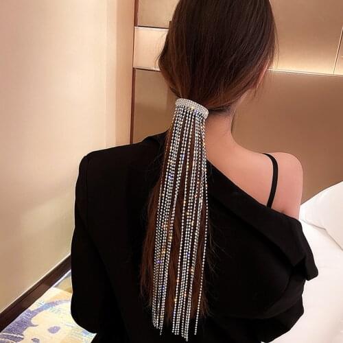 Long Paragraph Rhinestone Tassel Head Wear Headband for Women Rhinestone Non-slip Border Girl Hairpin Fancy Hair Accessorie Gift