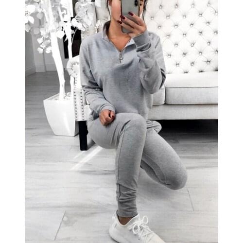 Womens Tracksuit Set Two Piece Set Zipper Tops And Pant Clothing Fitness Suit Sport Wear Fit For Woman Exercise Sports Suit