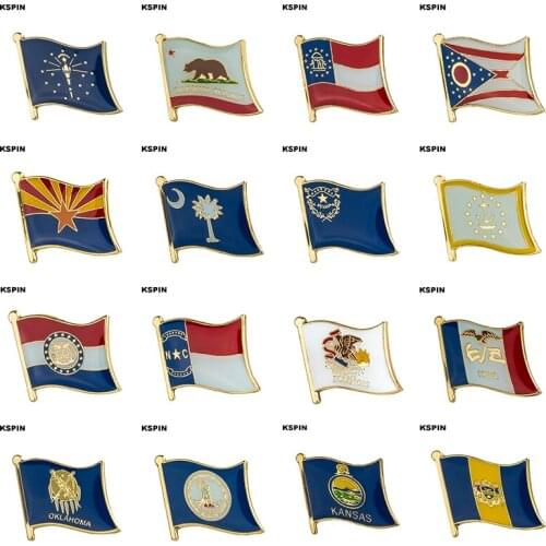 U.S.A Flag Laple Pin Badge Indiana California Georgia Ohio State Arizona South carolina Nevada RhodeIsland Missouri