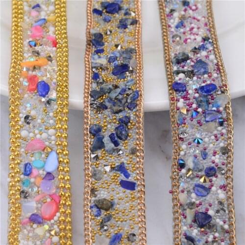 2cm width 1yards/lot glass crystal rhinestone trim banding hotfix strass crystal chain bridal beaded applique for dres
