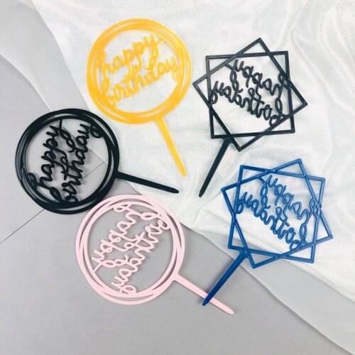 10pcs Acrylic Hand writing Happy Birthday Cake Topper Dessert Decoration for Birthday Party Lovely Gifts