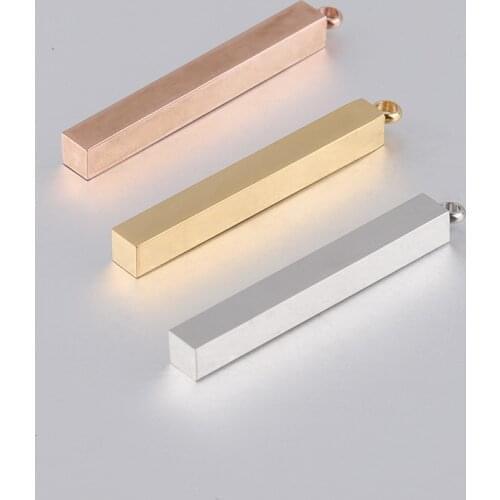 100% Stainless Steel Blank Rectangle Bar Pendant Silver Color/Gold/Rosegold Metal Name Plate Wholesale 50pcs