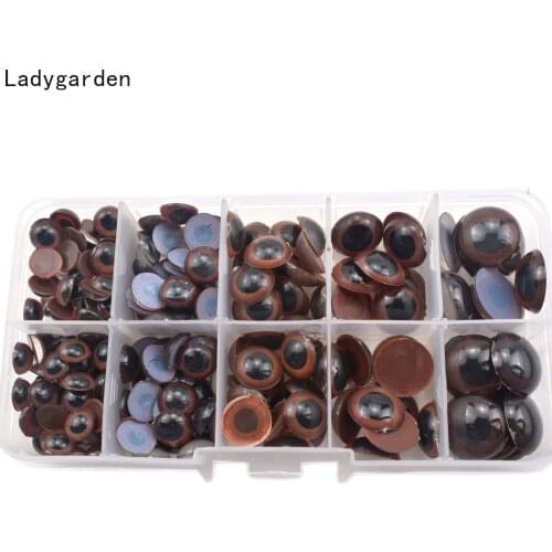 240PCS Plastic Safety Eyes Crafts Animal Teddy Bear DIY Dolls Puppet Accessories 8/10/12/14/16MM Half Round Black Flat Brown Eye