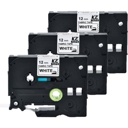 3PCS Fabric Iron-on Label Tape Compatible Brother P touch Printer 12mm*3m black on white TZe-FA231 label For Clothes label Maker