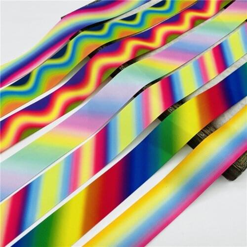 3yards 38mm Gradient Rainbow Grosgrain Ribbon For Hair Bow Wedding Christmas Decoration DIY Gift Wrapping