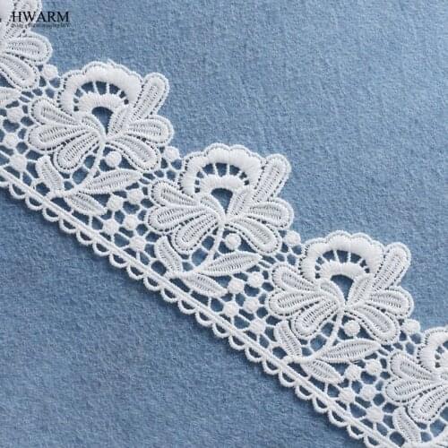 5yard 6.5cm white african lace fabric ribbon embroidery milk silk water-soluble wedding decoration for home cloth accessories