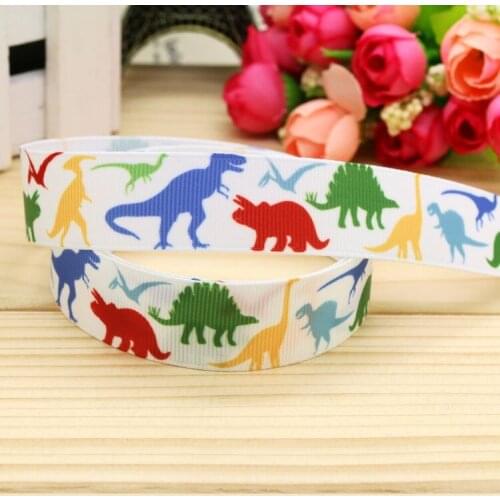 7/8'' Free shipping dinosaur printed grosgrain ribbon hairbow headwear party decoration diy wholesale OEM 22mm P5177