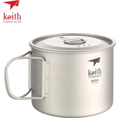 Keith armoured titanium cup Ti3209 pure titanium cup 900 ml titanium cup individual bubble noodle cup soup pot Mug